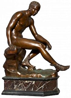 Large Figure of Seated Mercury, Grand Tour Bronze, Early 19th Century