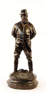 Bronze Figure of a Rugged Gentleman with Hat and Cigar, 19th Century American School, c.1860
