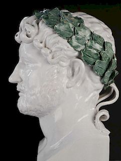 Glazed Ceramic Bust of a Roman, 20th Century Italian School