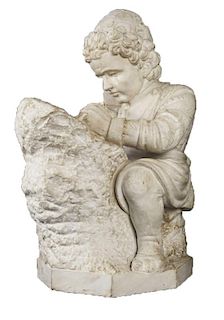 Emilio Zocchi (After) (Italian, 1835-1913) 
Young Michelangelo Sculpting, after Emilio Zocchi