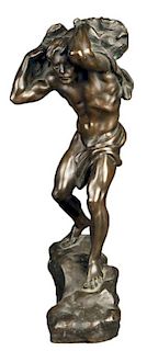 Bronze Figure of a Man Carrying a Boar, 19thc.