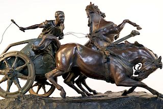 Giuseppe Ferrari (Italian, 1840-1905) Bronze, Horse and Chariot