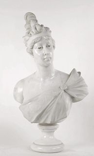Carved Marble Bust of a Young Woman, 19th Century Continental School, c. 1900