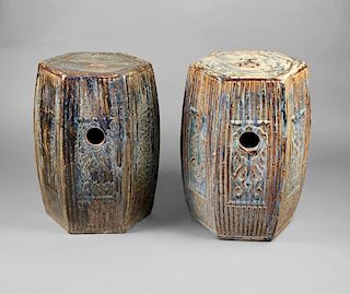 Pair of Chinese Glazed ceramic Garden seats