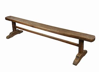 Oak or Elmwood Rustic Bench, 17th/18th Century
