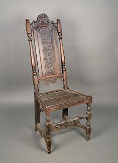 American or Dutch Carved Side Chair, 17thc.