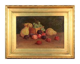 19thc. American School- Still Life with Fruit, ca 1890
