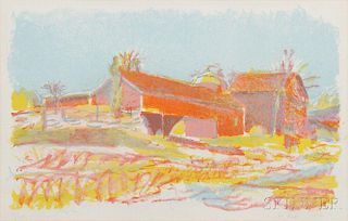 Wolf Kahn (German/American, b. 1927)      Barns in Autumn