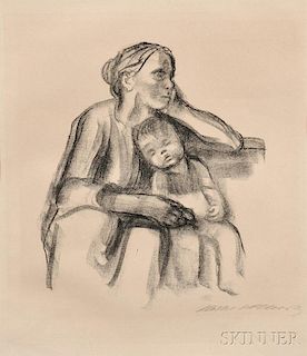 Käthe Kollwitz (German, 1867-1945)      Arbeiterfrau mit schlafendem Jungen