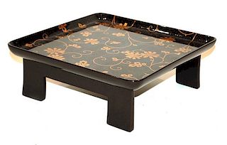 A Japanese Black and Gold Lacquer Footed Tray, 19th century