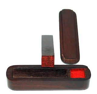 A Huanghauli Wood Seal and ink Case