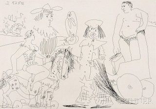 Pablo Picasso (Spanish, 1881-1973)      Au cirque - l'écuyère blonde