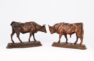 Attributed to Isidore Bonheur-Pair of Bronze Figures, Bull and Cow