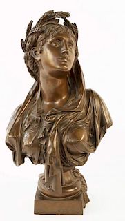 Bronze Bust of Ceres, Goddess of Agriculture, Fertility and Summer, 19th Century French School, c. 1900
