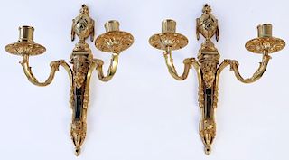 Pair Louis XVIth French Gilt Bronze Wall Sconces, 18thc. French School, c.1790