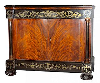 A Rosewood and Brass Inlaid Spanish Isabelino Cabinet, c.1880