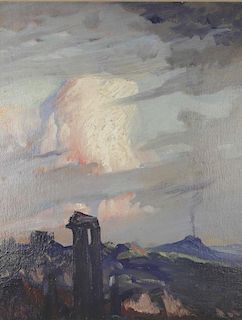 Henry George Keller (American, 1869-1949)
Romantic Landscape, View of Mt. Etna from Taormina