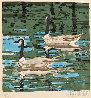 Neil Welliver (American, 1929-2005)      Canada Geese