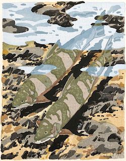 Neil Welliver (American, 1929-2005)      Two Trout