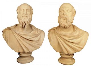 Pair of Terracotta Busts of Diogenes and Socrates, 20th Century Italian School