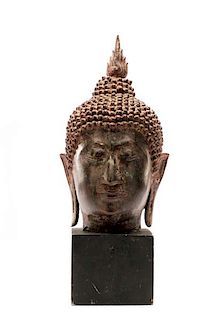 Sukhothai Style Cast Bronze Buddha Head