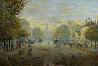 Parisian Street Scene, Avenue Montaigne, 19th Century French School