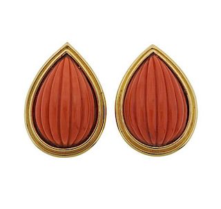 Tambetti Gold Coral Teardrop Earrings