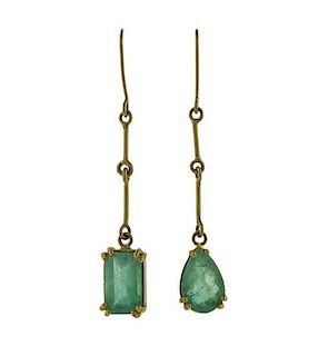 Renee Lewis 18K Gold Emerald Dangle Earrings