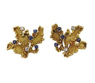 Boucheron 18k Gold Diamond Sapphire Earrings
