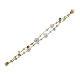 Marco Bicego Paradise 18k Gold Gemstone Pearl Bracelet