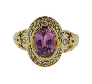 Helen Woodhull 18k Gold Diamond Pink sapphire Ring