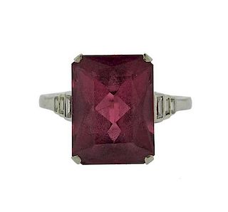 Platinum 7.3ct Pink Tourmaline Diamond Ring