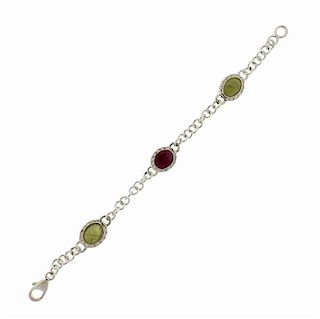 F. Buccellati Sterling Green Red Sapphire Bracelet