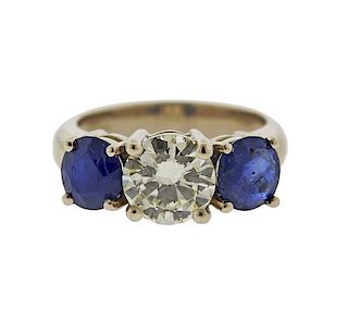14k Gold 1.86ct Diamond Sapphire Engagement Ring