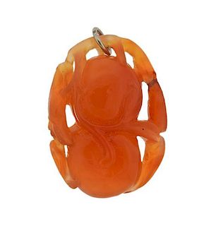 Carved Orange Gemstone Pendant