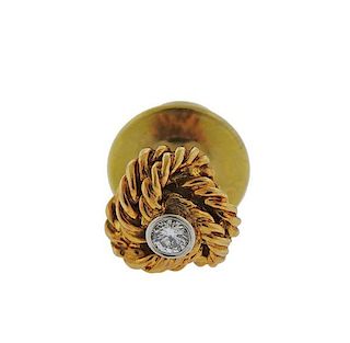Tiffany &amp; Co 18K Gold Diamond Knot Tie Pin