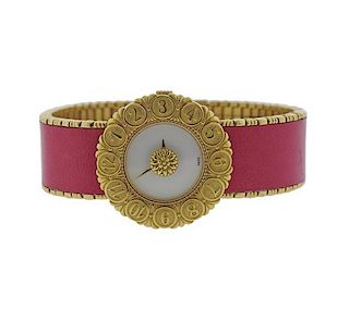 Buccellati Eliochron 18k Gold Pink Lady&#39;s Watch Bracelet