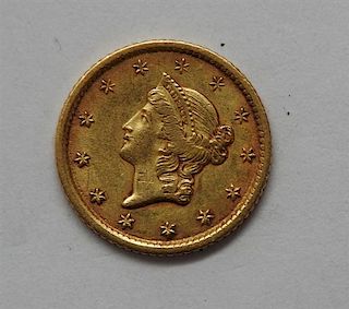 1853 O Liberty Head 1 Dollar US Gold Coin