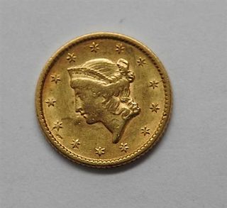 1853 Liberty Head 1 Dollar US Gold Coin