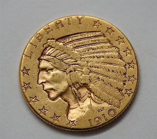 1910 D Indian Head 5 Dollar Gold US Coin