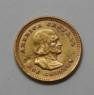 1915 Costa Rica 2 Dos Colones Gold Coin