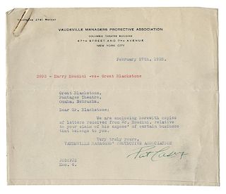 Harry Houdini vs. The Great Blackstone. File of Documents Pertaining to a Disputed Exposé.