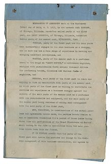 Early Contract Agreement Between Blackstone and Earl Burgess, Signed “Harry Bouton”.