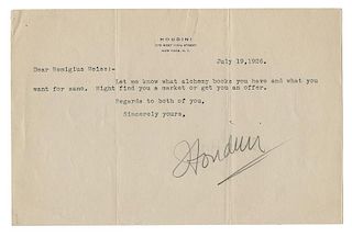 Typed Letter Signed by Houdini.