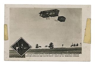Real Photo Postcard of Houdini Piloting Airplane.