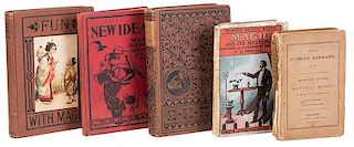 Lot of Five Antique and Victorian Conjuring Books.