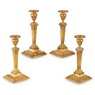 SET OF TIFFANY & CO. STERLING SILVER-GILT CANDLESTICKS