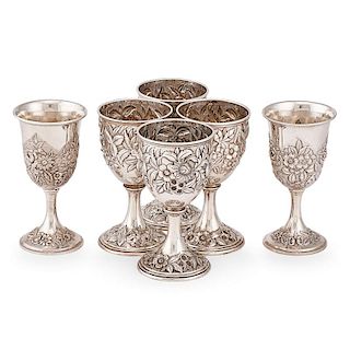 S. KIRK & SON STERLING SILVER REPOUSSE GOBLETS
