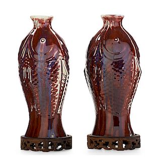 PAIR OF CHINESE SANG DE BOEUF PORCELAIN VASES