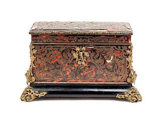 A Napoleon III Boulle Marquetry Table Casket SECOND HALF 19TH CENTURY Height 7 x width 12 3/8 x depth 8 inches.